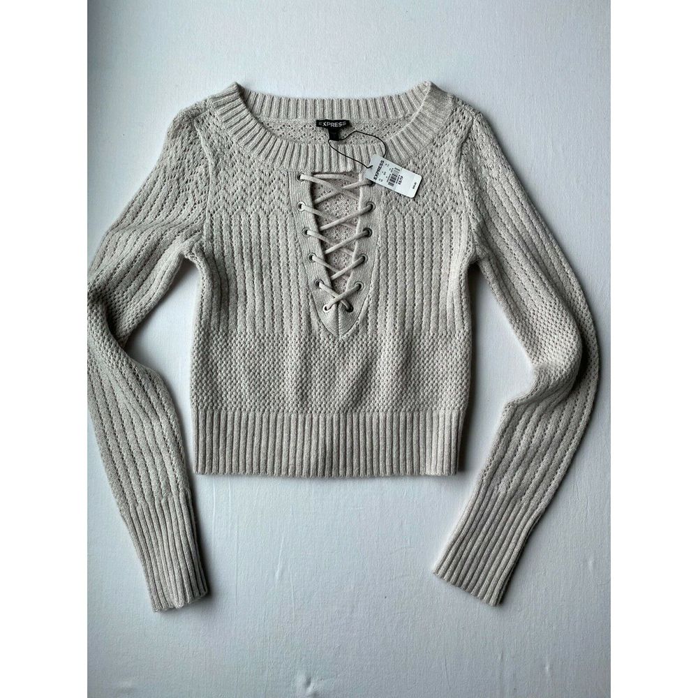 Express Crop Beige Sweater XS New With Tags